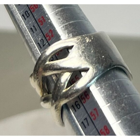 Vtg Unisex Silver 925 Woven Celtic Knot Design Band Ring Size 7.5 Signed 7.25G - Picture 4 of 6